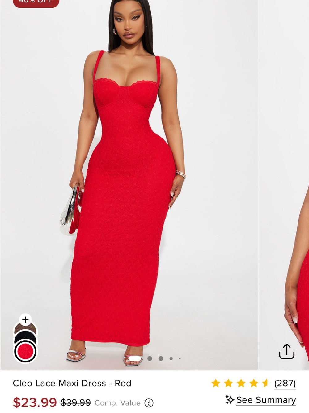 Cleo Lace Maxi Dress - Red